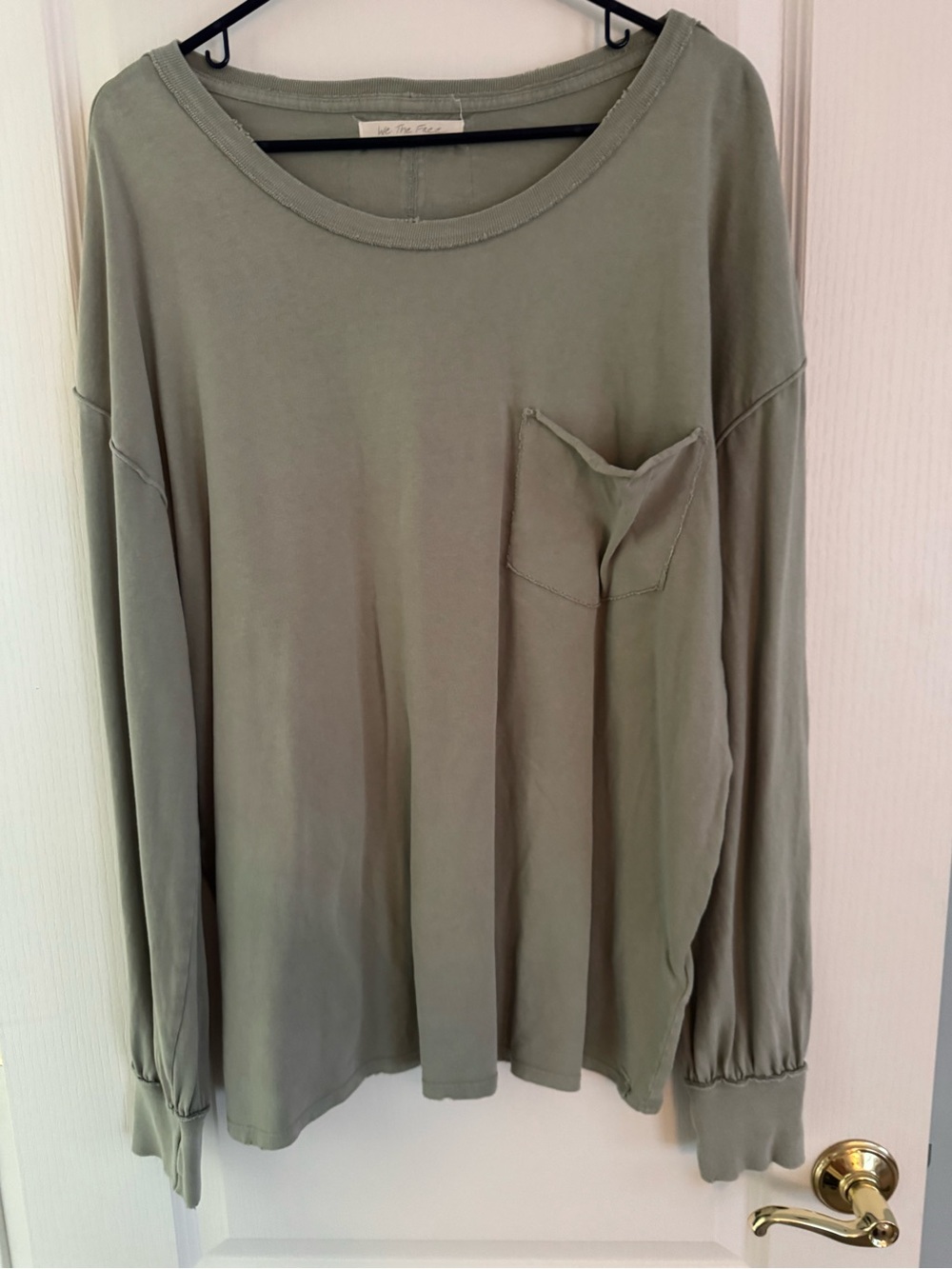 We The Free Relaxed Pocket Long-Sleeve Top - Sage Green Sz Large